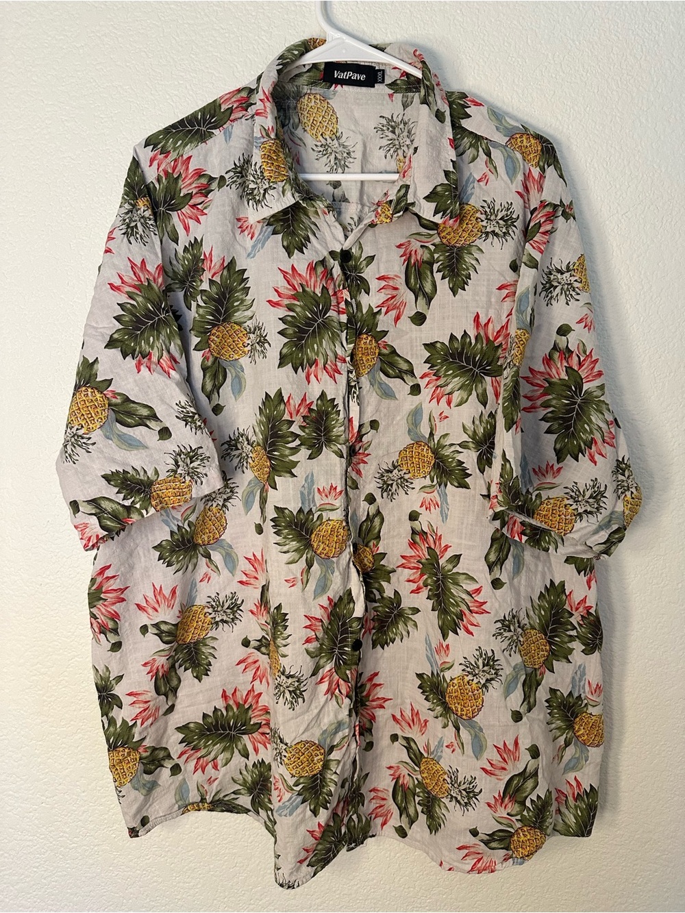 VatPave Men’s XXXL Hawaiian Shirt Pineapple Floral Tropical Button Up